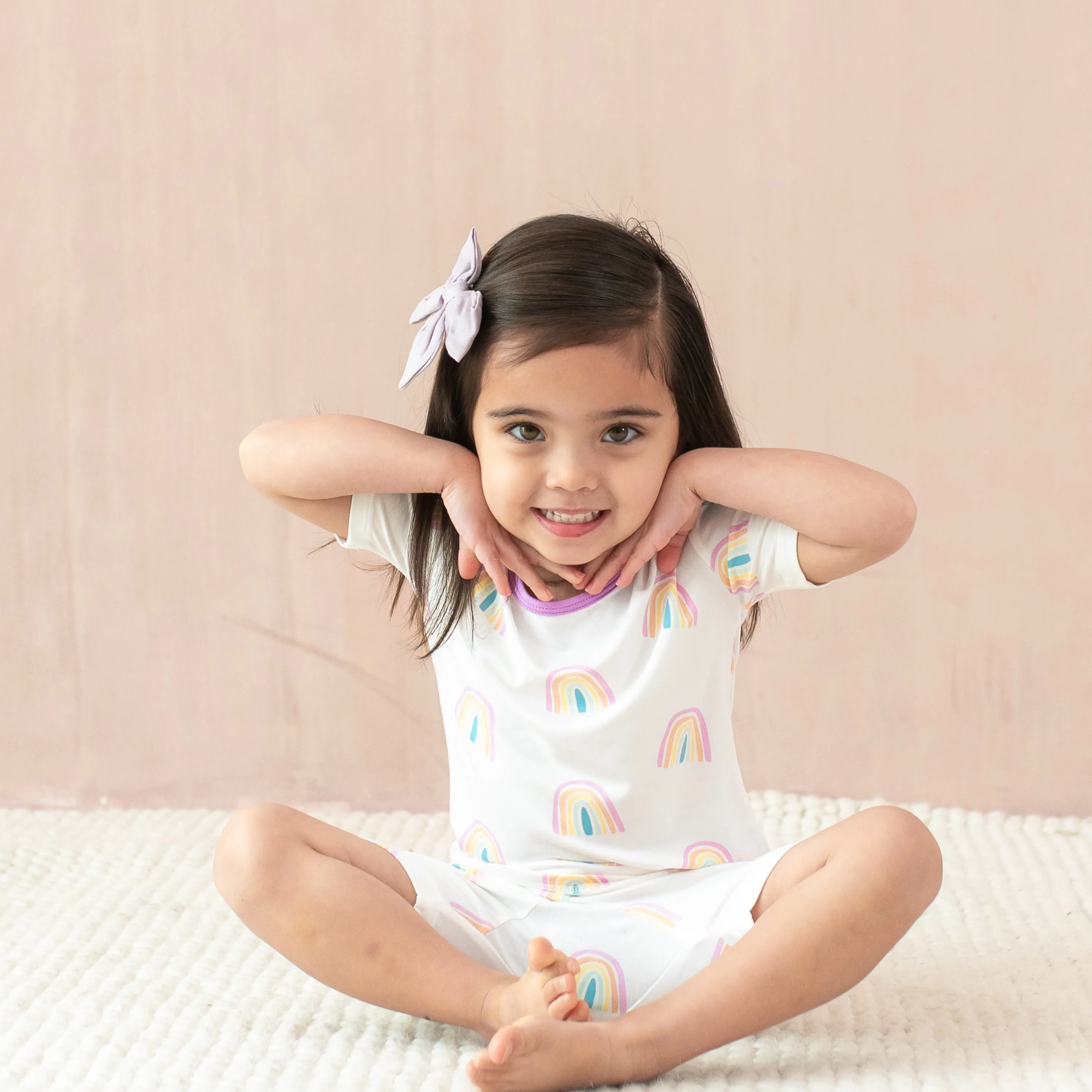 Short Sleeve Pajamas in Poi Rainbow