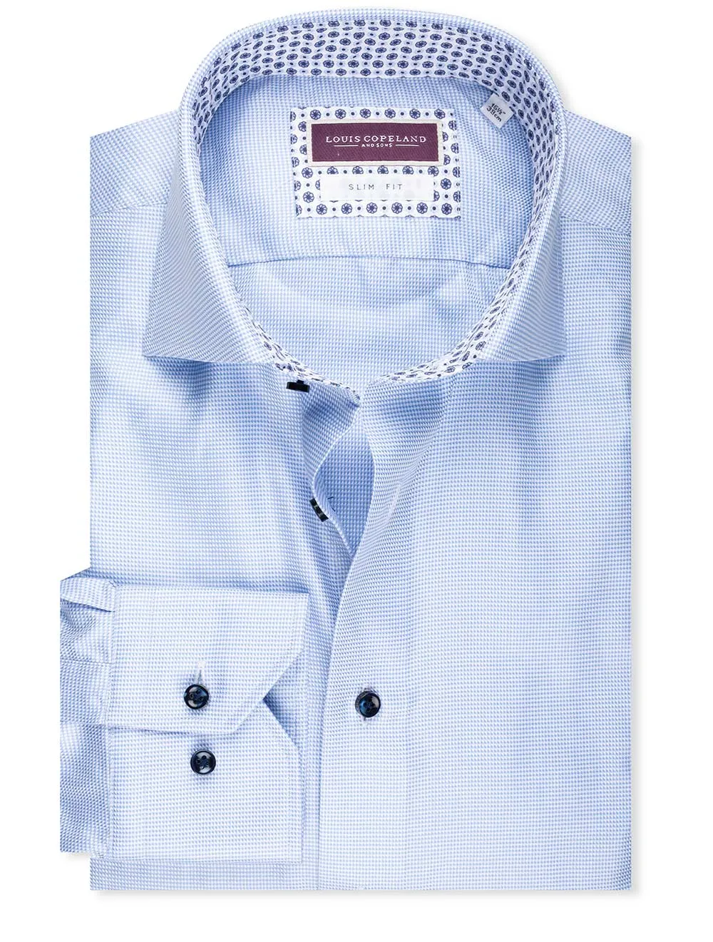 Slim FIt Flower Inlay Shirt Blue