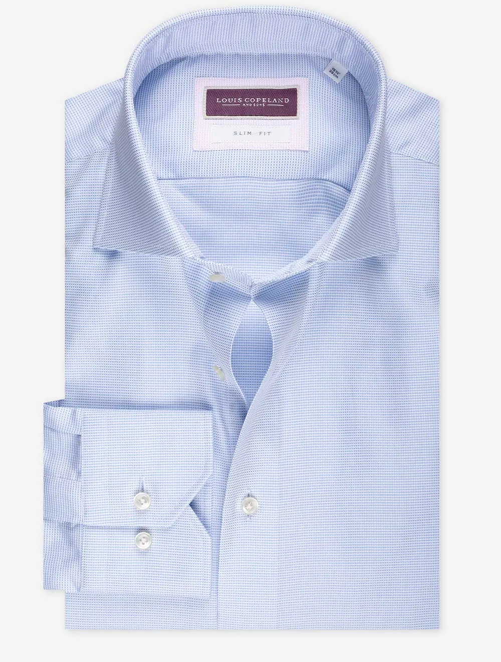 Slim Fit Nailhead Single Cuff Blue