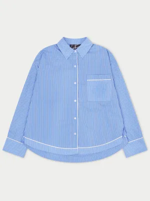 STRIPE PIPED EMBLEM SHIRT - BLUE