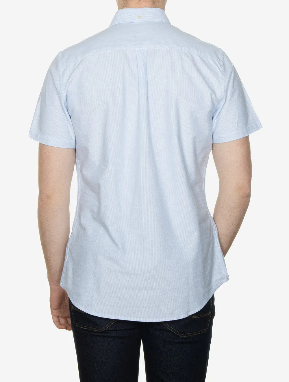 Striped Oxford Tailored Short-Sleeved Shirt Blue