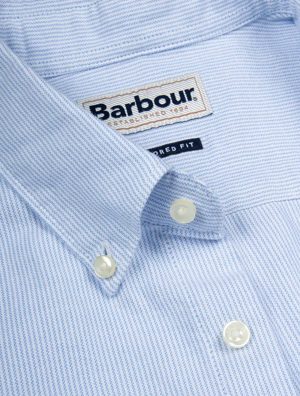 Striped Oxford Tailored Short-Sleeved Shirt Blue