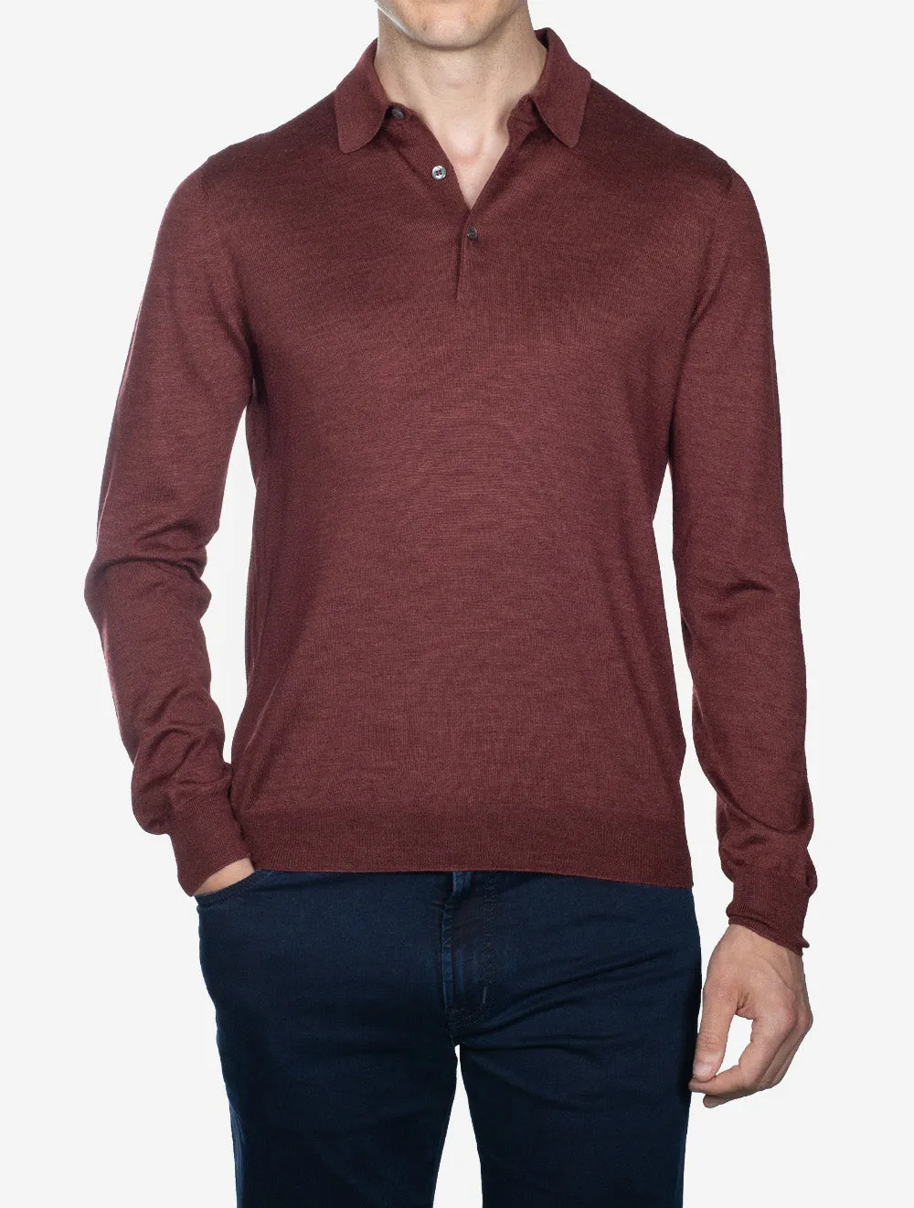 Tennis Long Sleeve Polo Burgundy