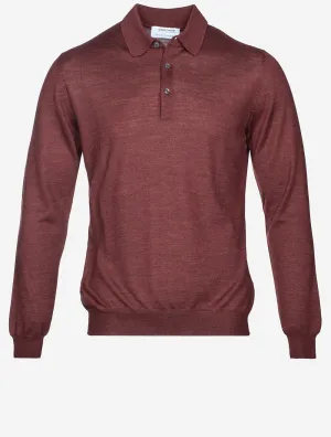 Tennis Long Sleeve Polo Burgundy