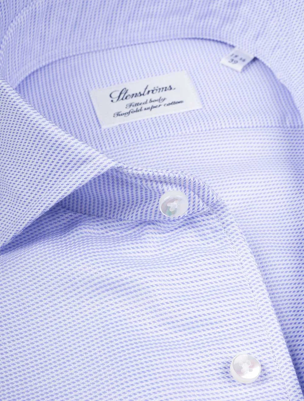 Textured Cotton Fitted Body Shirt Blue