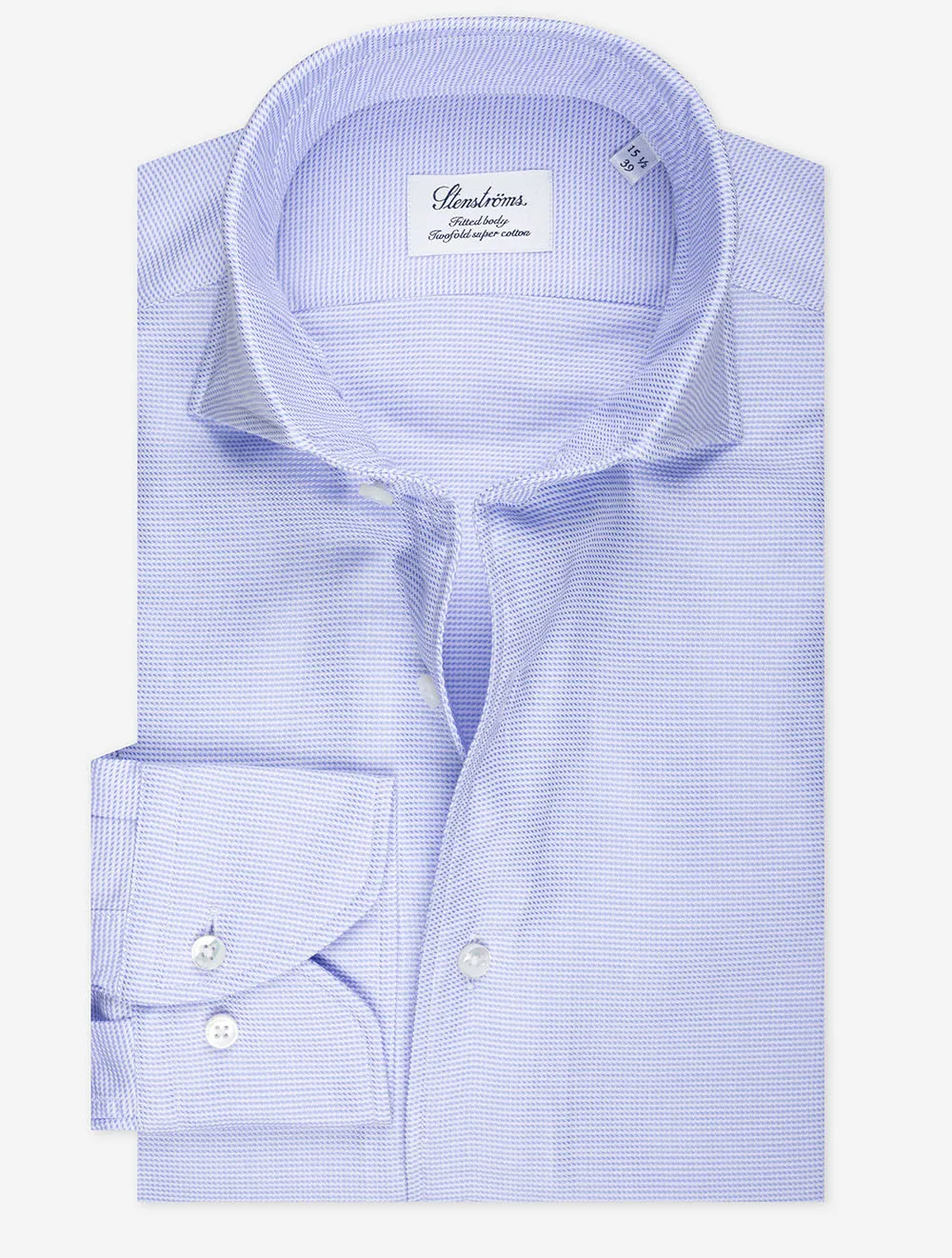 Textured Cotton Fitted Body Shirt Blue