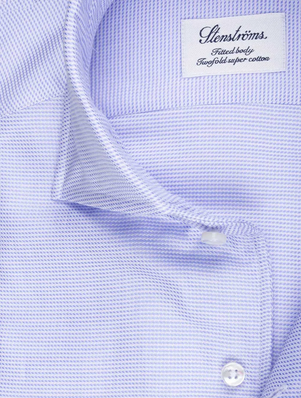 Textured Cotton Fitted Body Shirt Blue