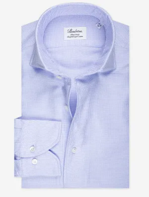 Textured Cotton Fitted Body Shirt Blue