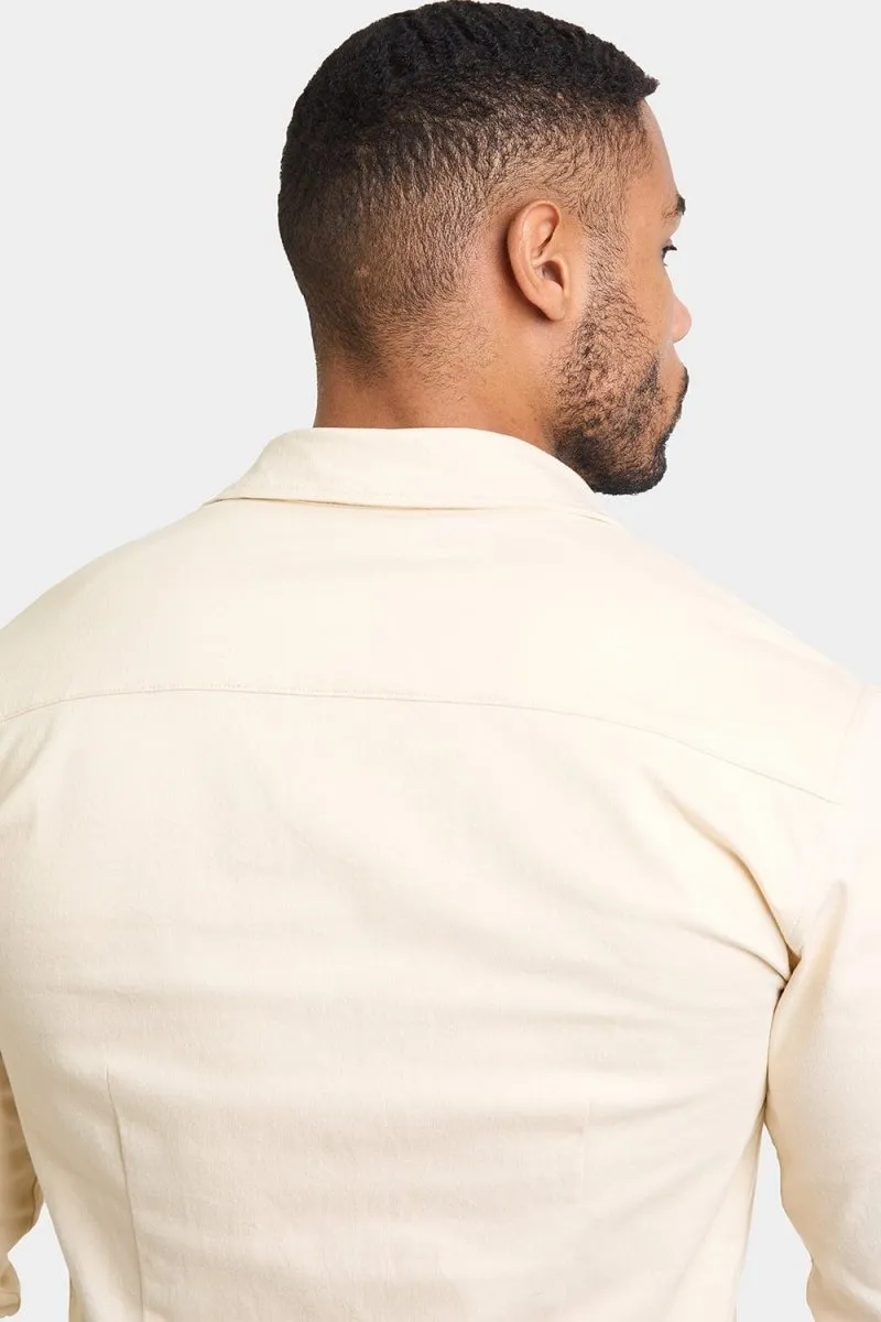 Twill Overshirt in Ecru