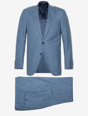 Unlined Wool Silk Linen Suit Blue