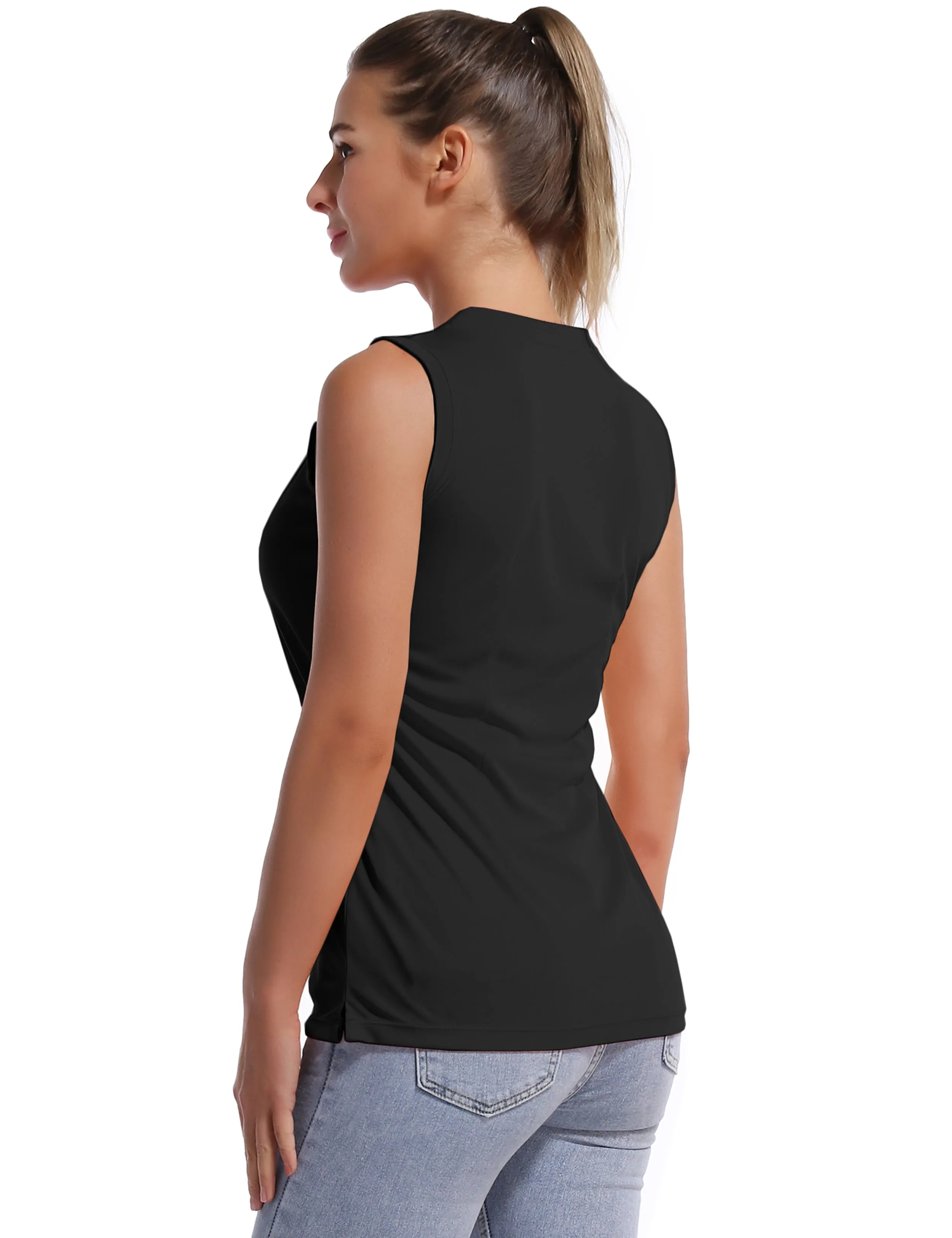 V Neck Sleeveless Athletic Shirts black_Golf