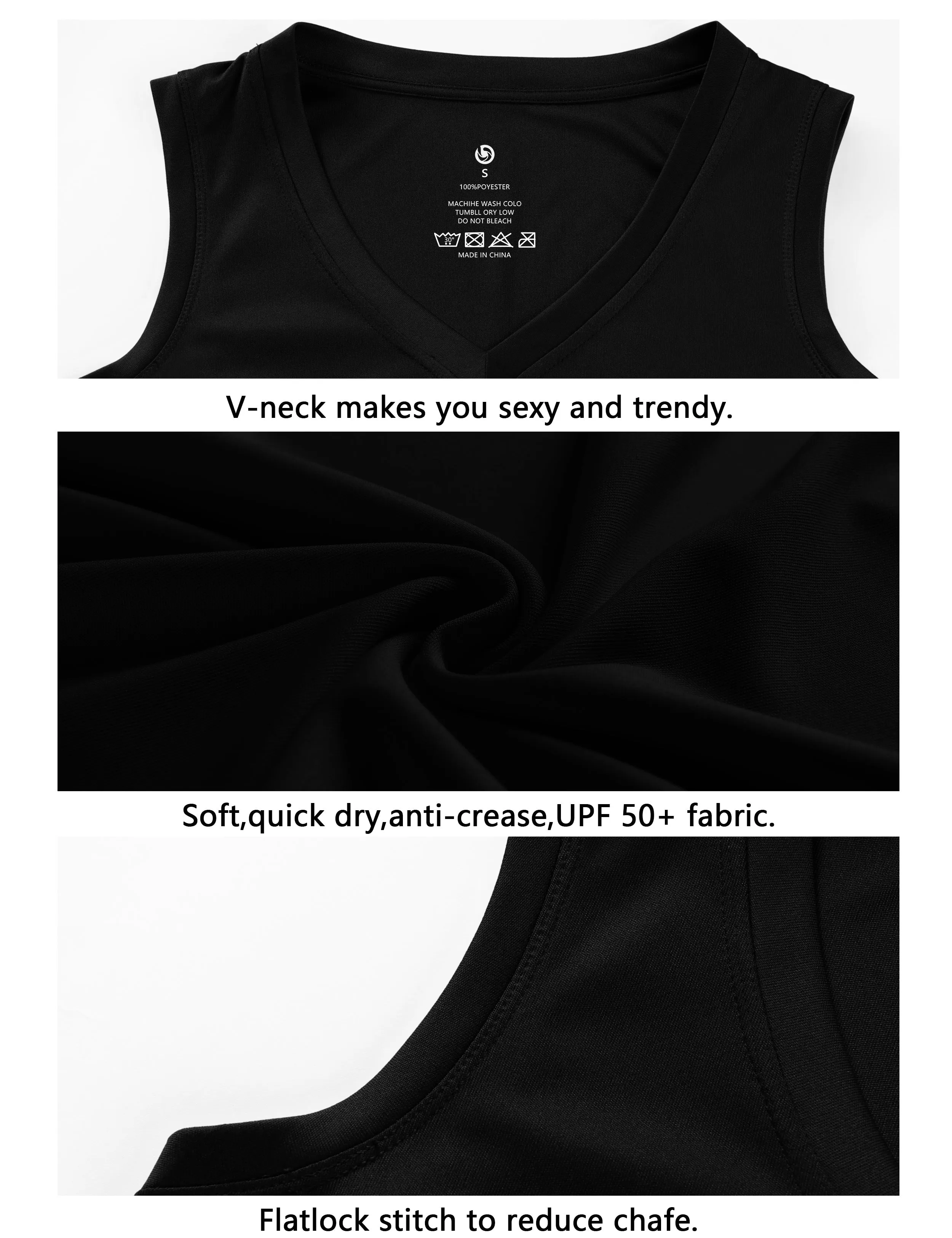 V Neck Sleeveless Athletic Shirts black_Golf