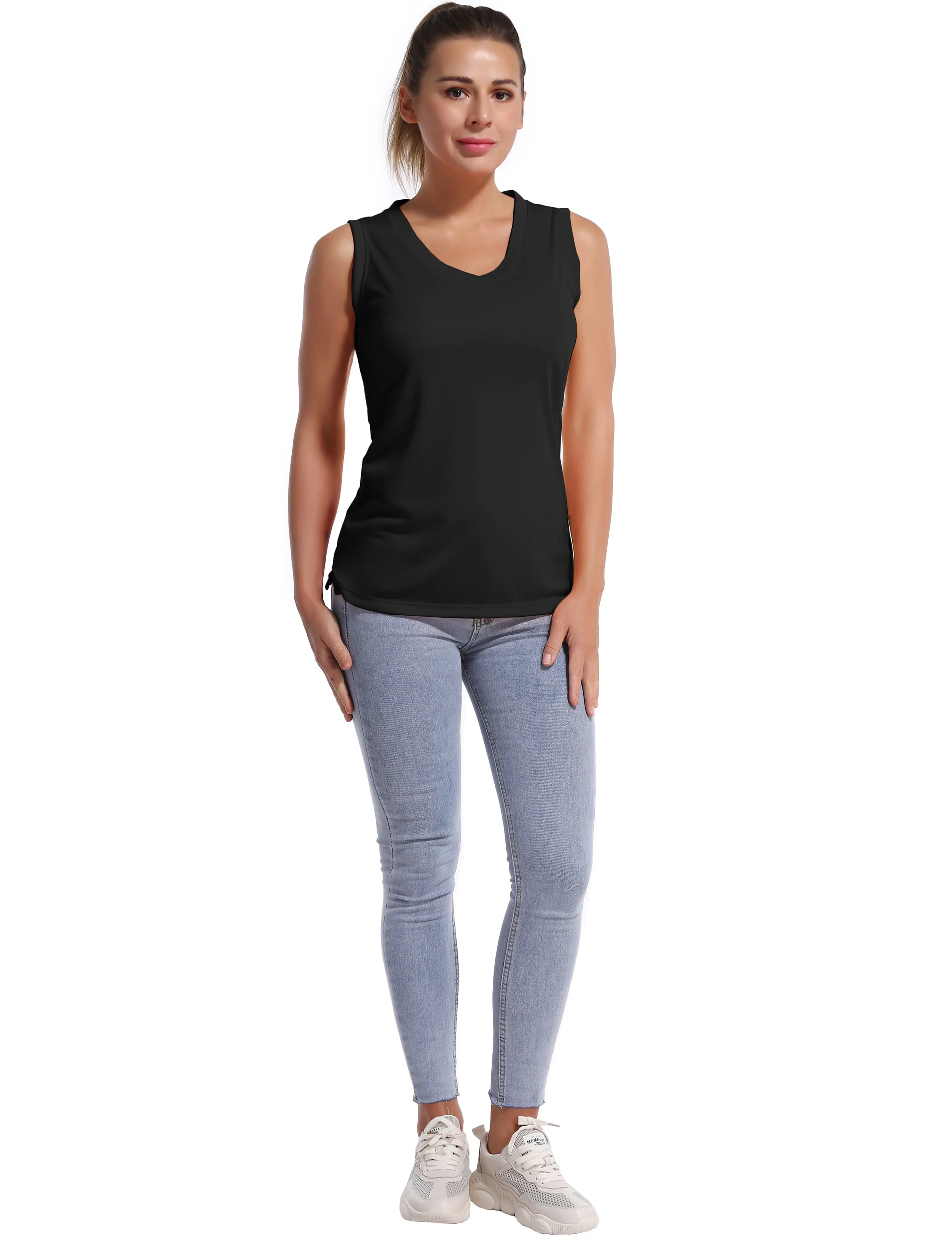 V Neck Sleeveless Athletic Shirts black_Golf