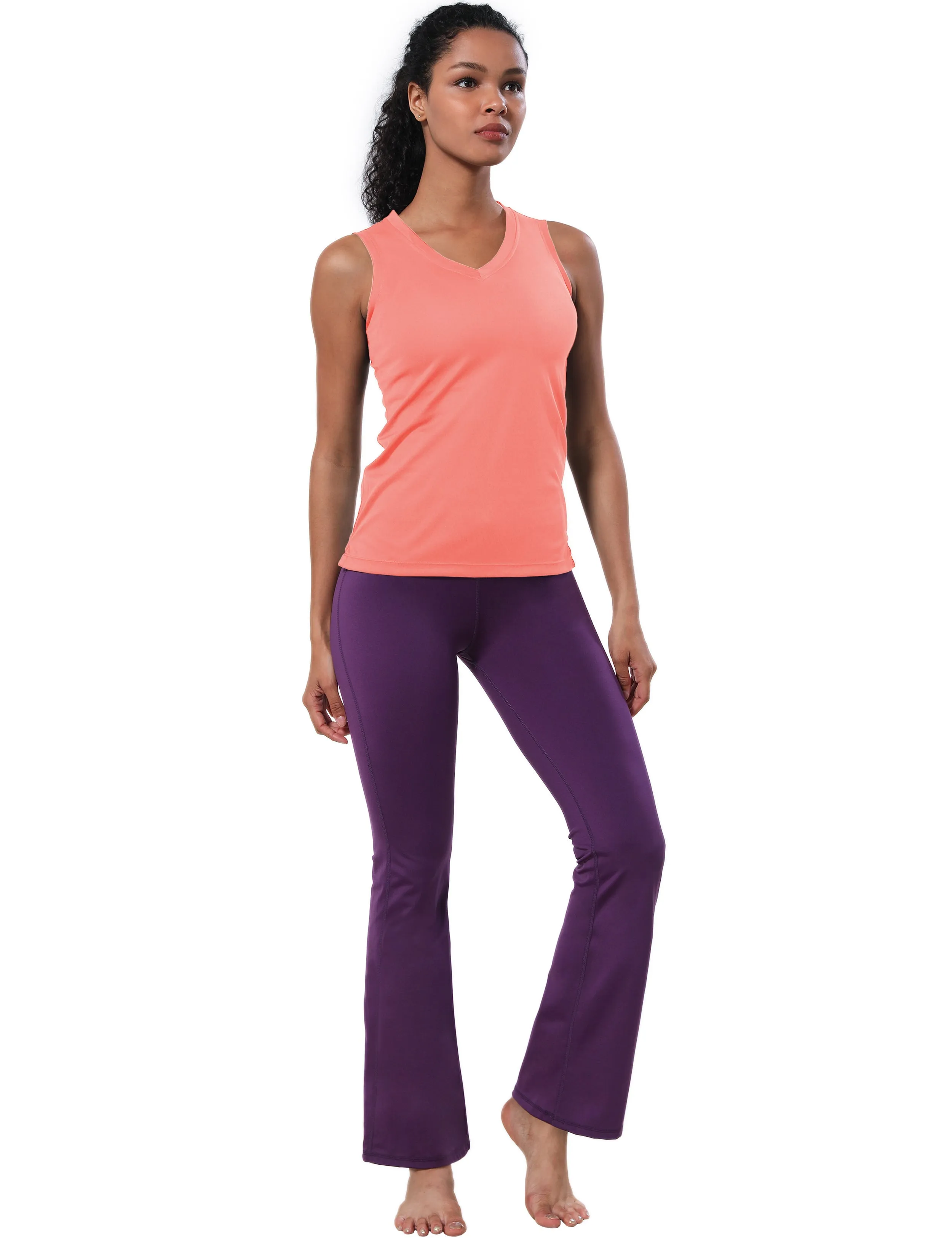 V Neck Sleeveless Athletic Shirts coral_Biking