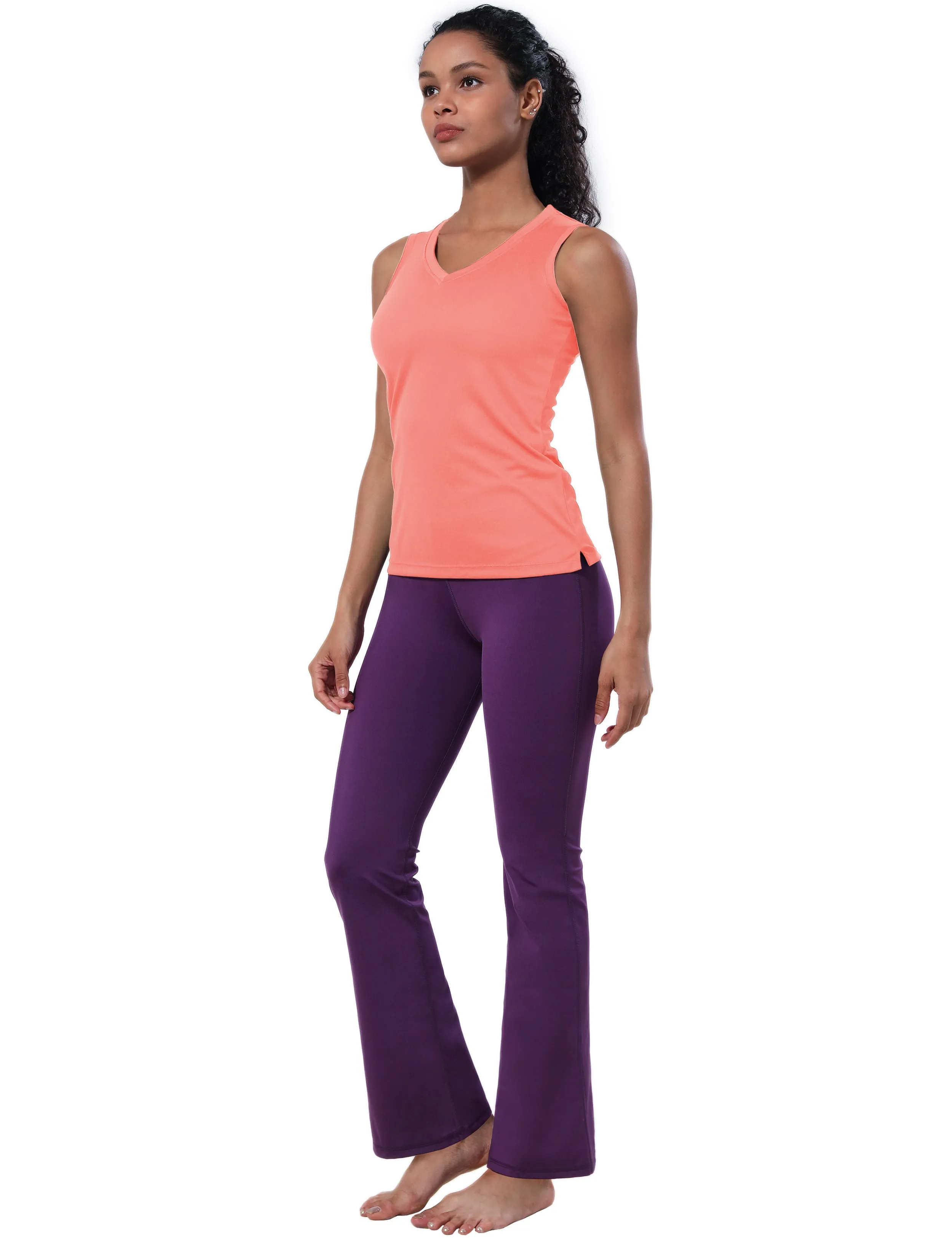 V Neck Sleeveless Athletic Shirts coral_Biking