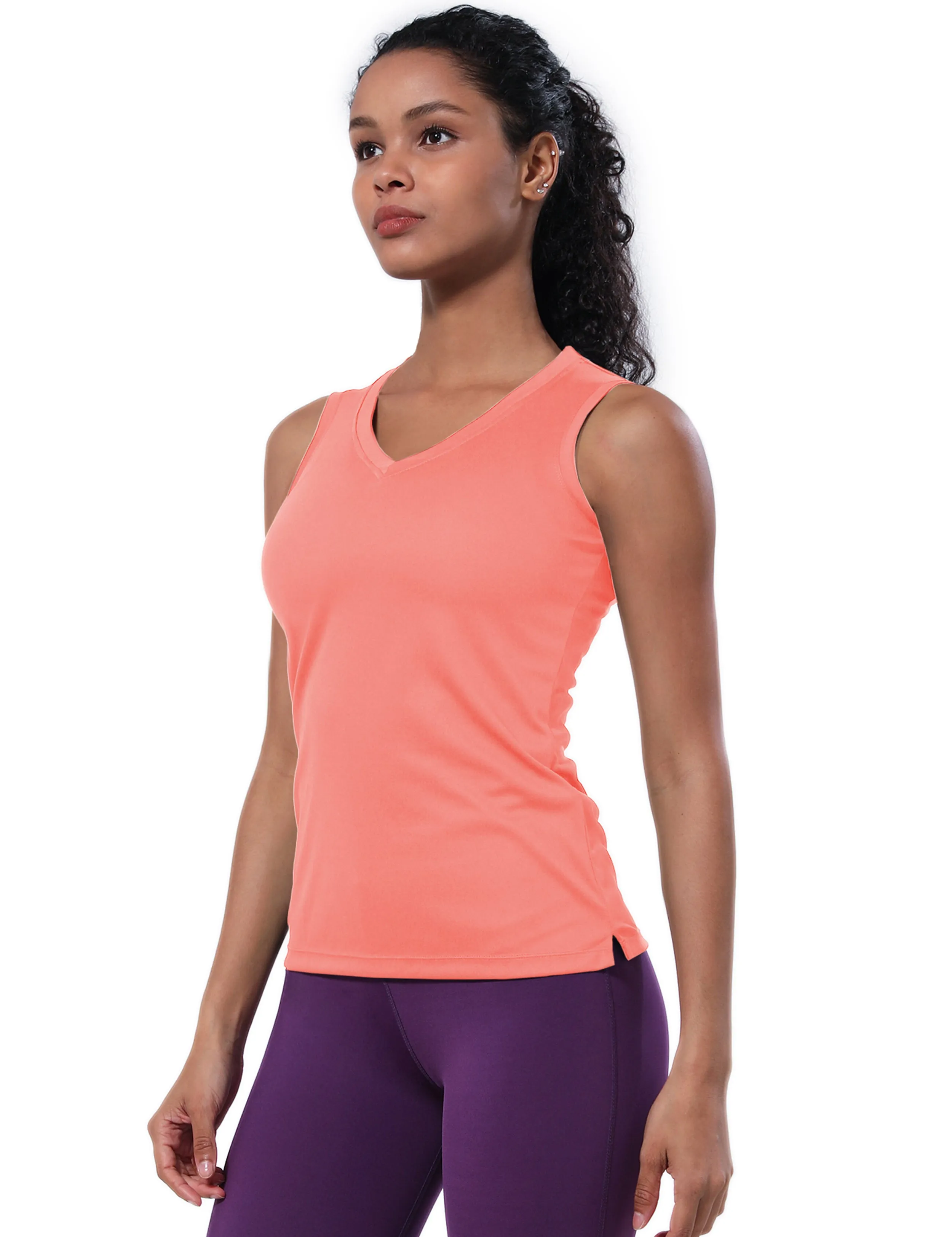 V Neck Sleeveless Athletic Shirts coral_Biking