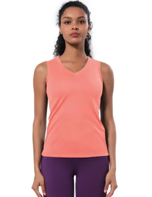 V Neck Sleeveless Athletic Shirts coral_Biking