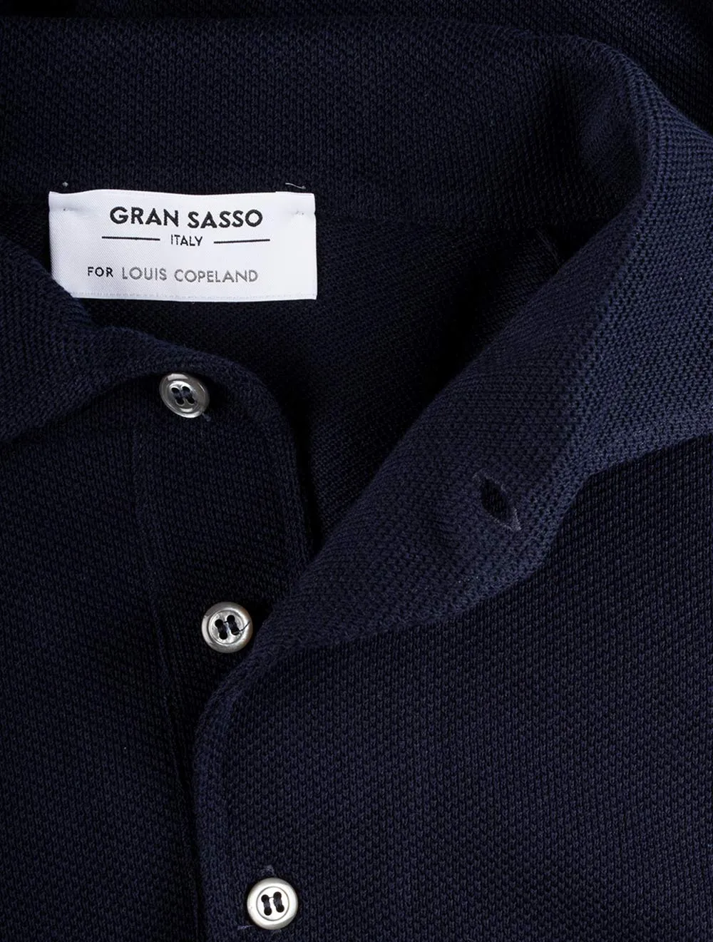 Weave Short Sleeve 3 Button Polo Navy