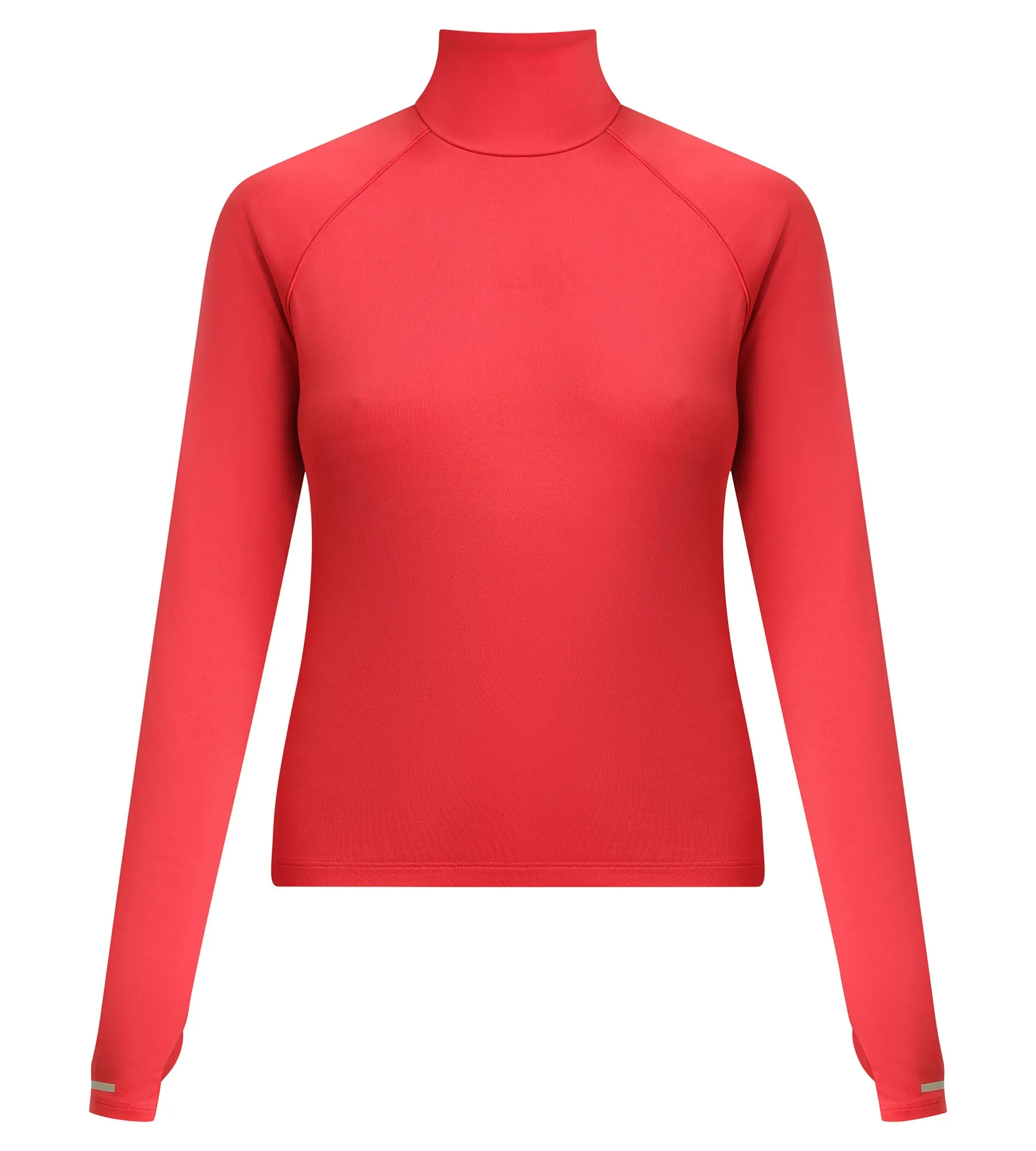 Women's sports top with high collar in red microfiber Dim Move