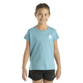 Youth Girls Short Sleeve Mountain T-Shirt - Adriatic Blue
