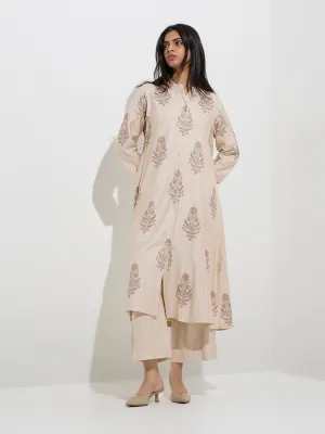 Zuba Beige Solid Ethnic Pants